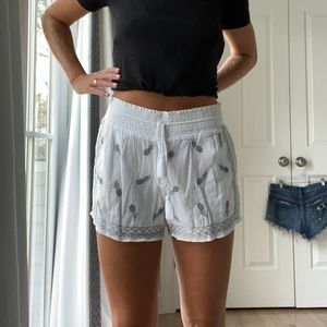 White Flowy Embroidered Shorts from JCrew